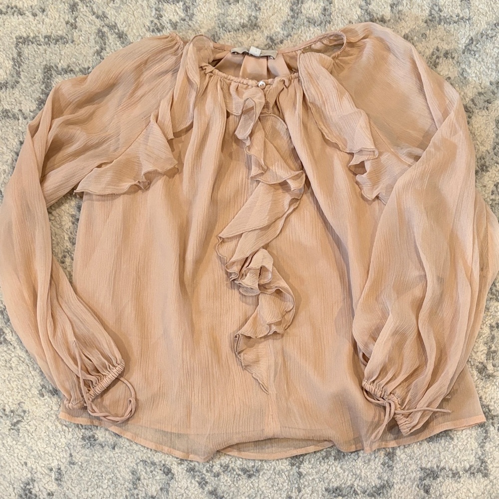 LOFT Soft Pink Ruffled Blouse